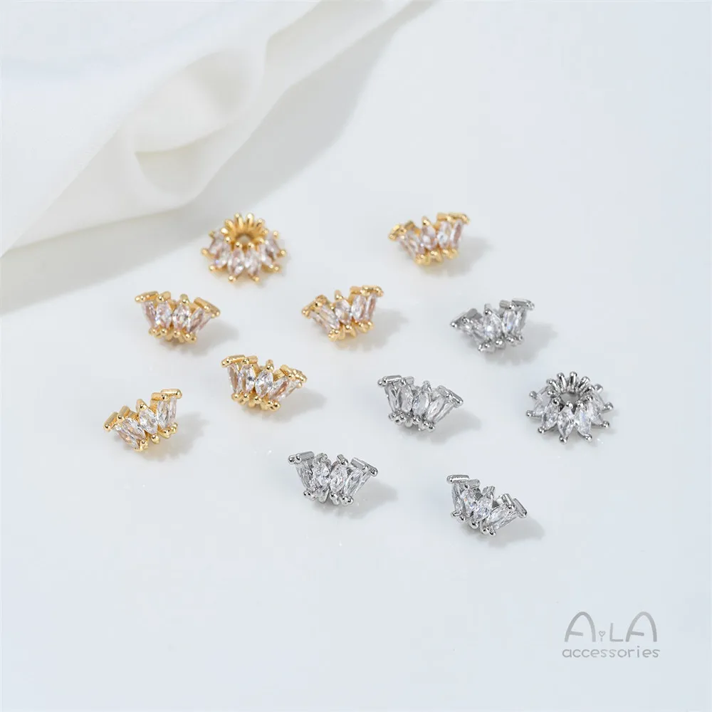T379 14K Gold-plated Zircon Lotus Flower Stand Flower Cap Spacer Beads Diy Handcrafted Beaded Necklace Jewelry Accessories view 4