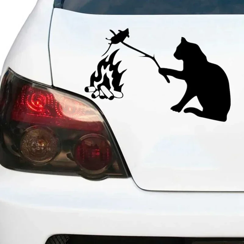Car Sticker Cat Fries A Mouse Vinyl Waterproof Cool Waterproof Removable Decal Self-adhesive Auto Sticker