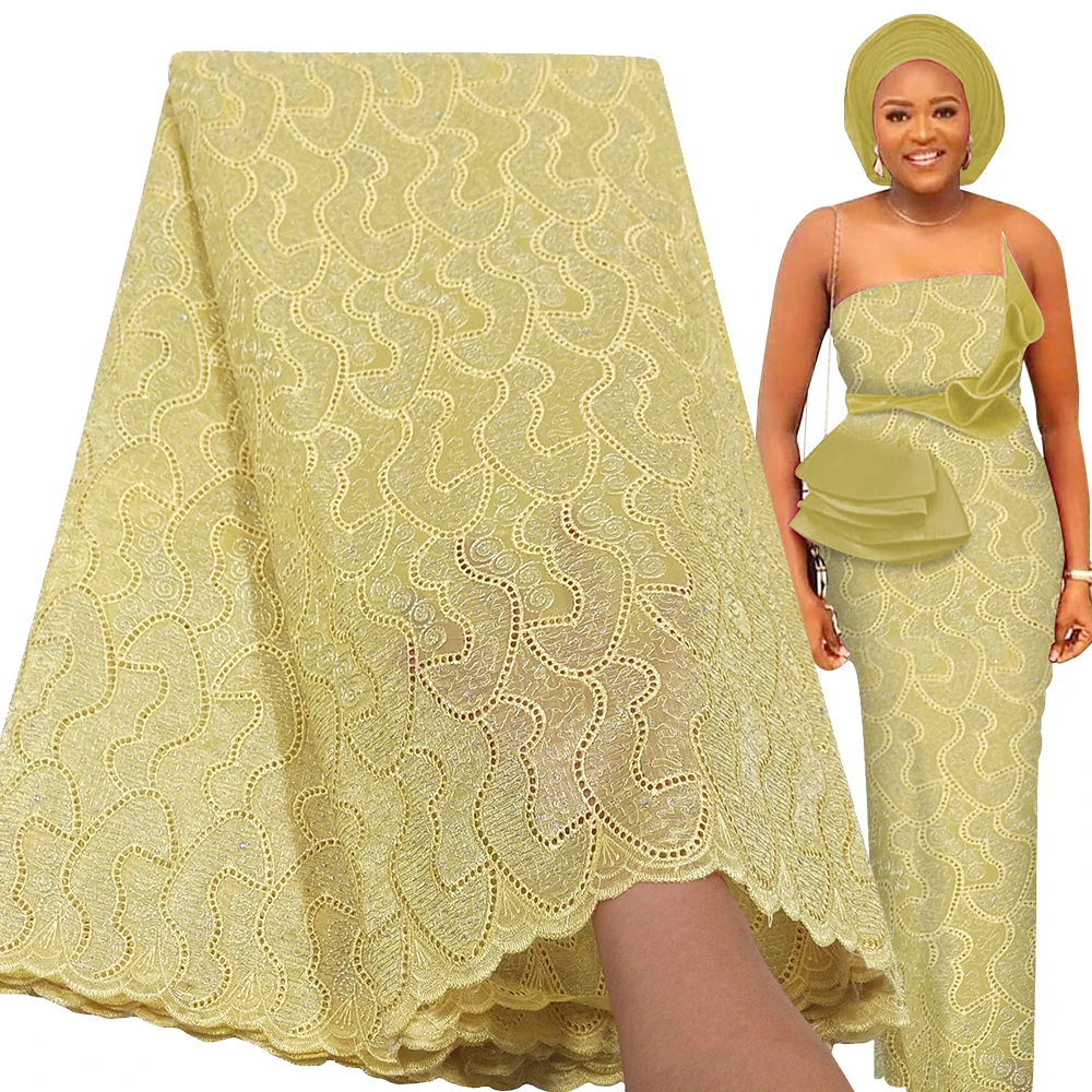 

Bestway 2022 Latest Swiss Voile African Lace Fabric 5 Yards High Quality 100% Cotton Embroidery Nigerian Party Gown Sew Material