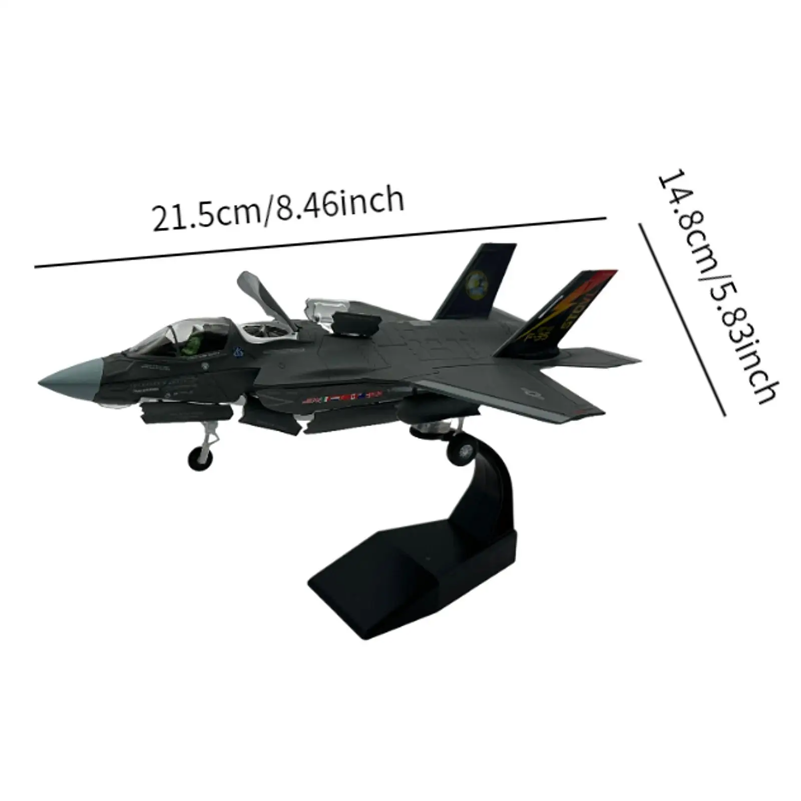 1/72 Scale F35 B Fighter Jet Model Simulation Statue Attack Model for Tabletop Bar Birthday Bookshelf Office
