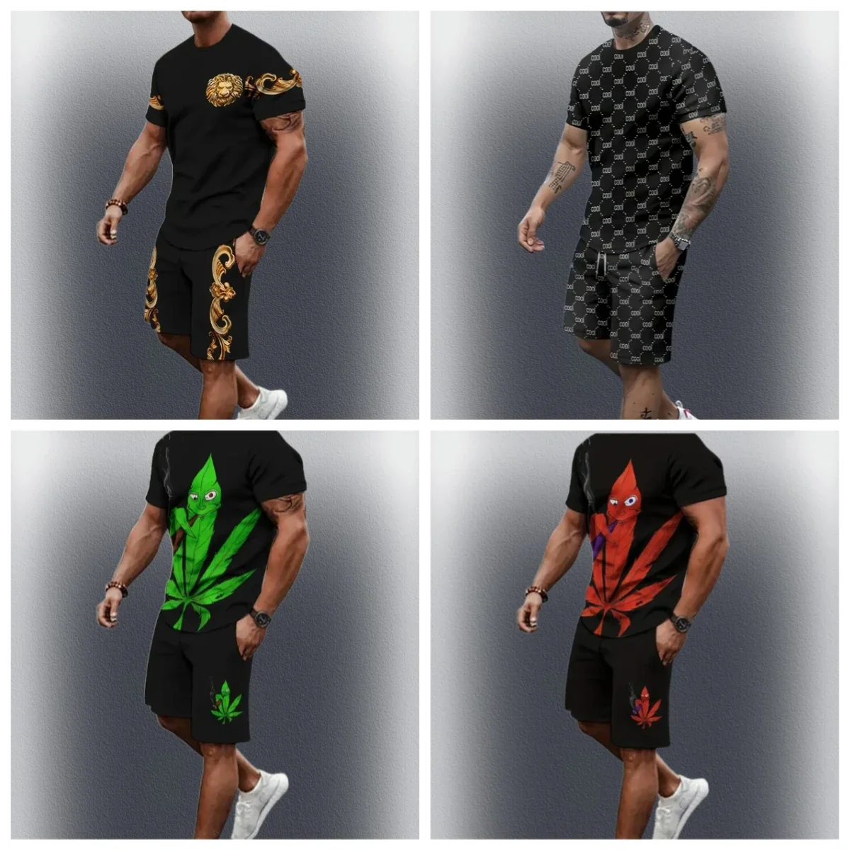 

2025 3D Retro Print Men's T-shirt and Beach Shorts Set Summer Everyday Casual Men's Top Outdoor Street Men's Fashionable Shorts