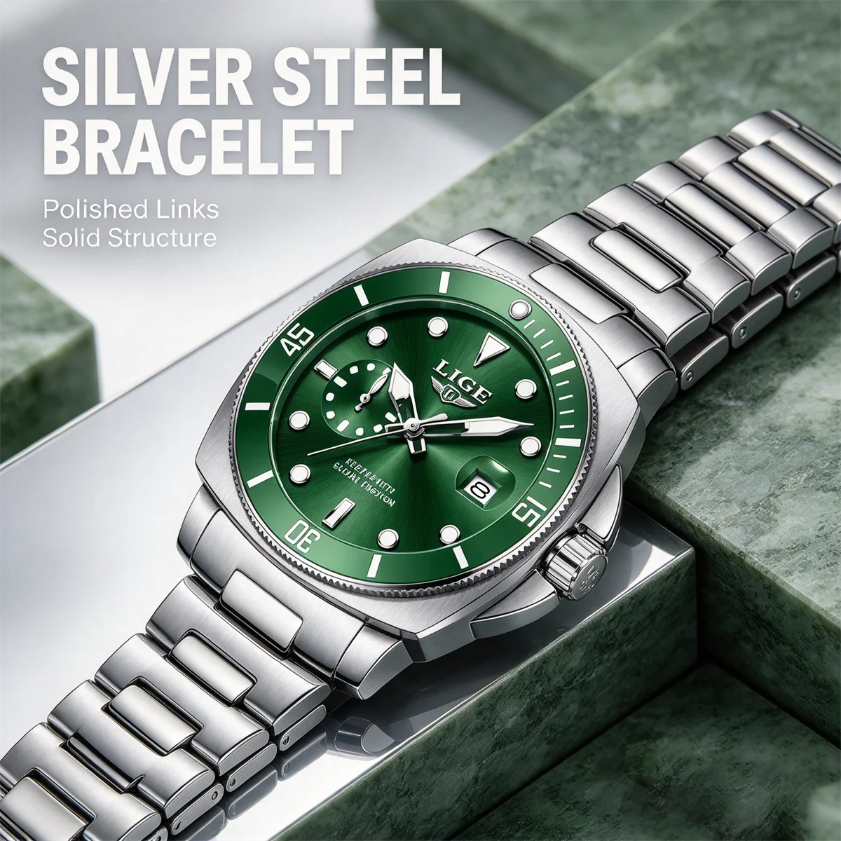 LIGE Top Fashion Luxury Watch For Men Waterproof Luminous Date Men's Watches Stainless Steel Business Quartz Male Wristwatch