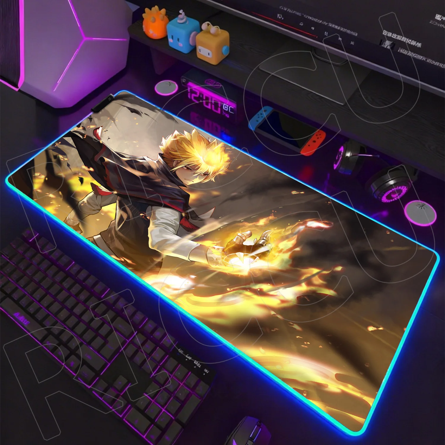 RGB HD printing XXL Katekyo Hitman Reborn Computer Quick response Mouse Pad Gamer Rubber LED Desk Mat Gamer Accessories Gaming
