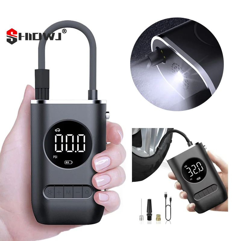 

Portable Tyre Inflator Digital Air Pump Cordless Air Compressor With LED Light 150 PSI Rechargeable Tyre Pressure Pumps