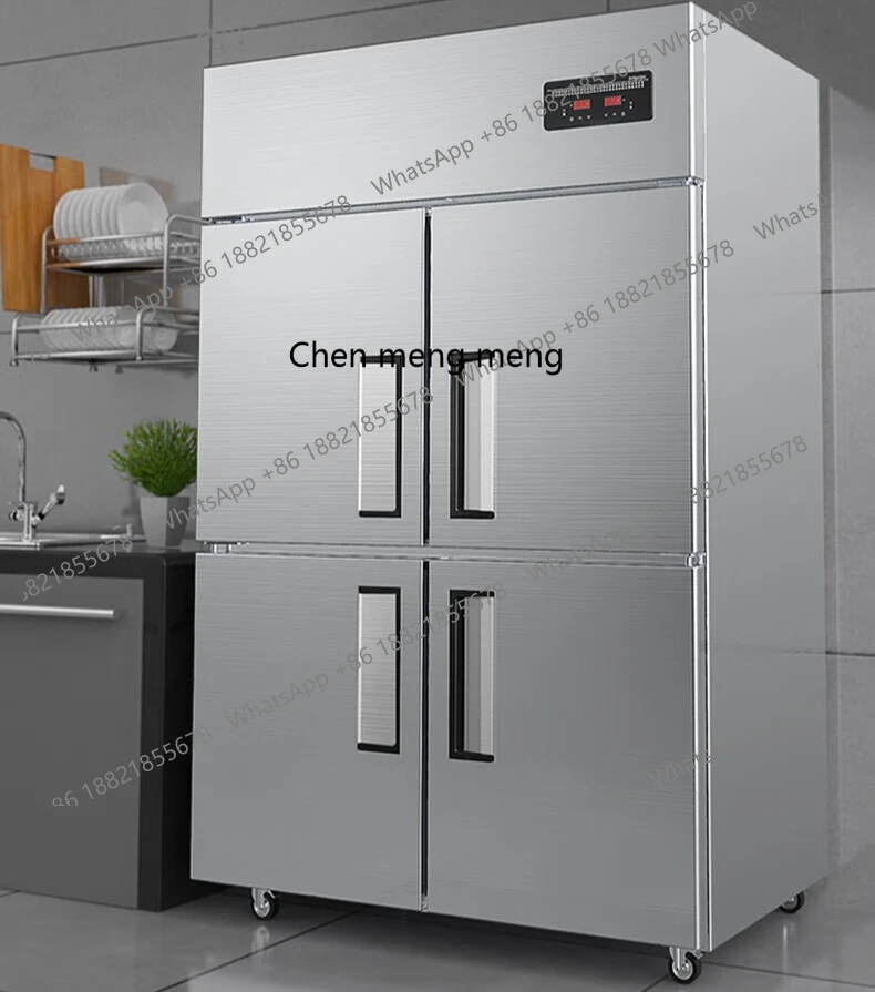 فريزر تجاري بأربعة أبواب، خزانة حفظ التجميد العمودية، ضاغط مزدوج، ثلاجة نموذجية هندسية #1