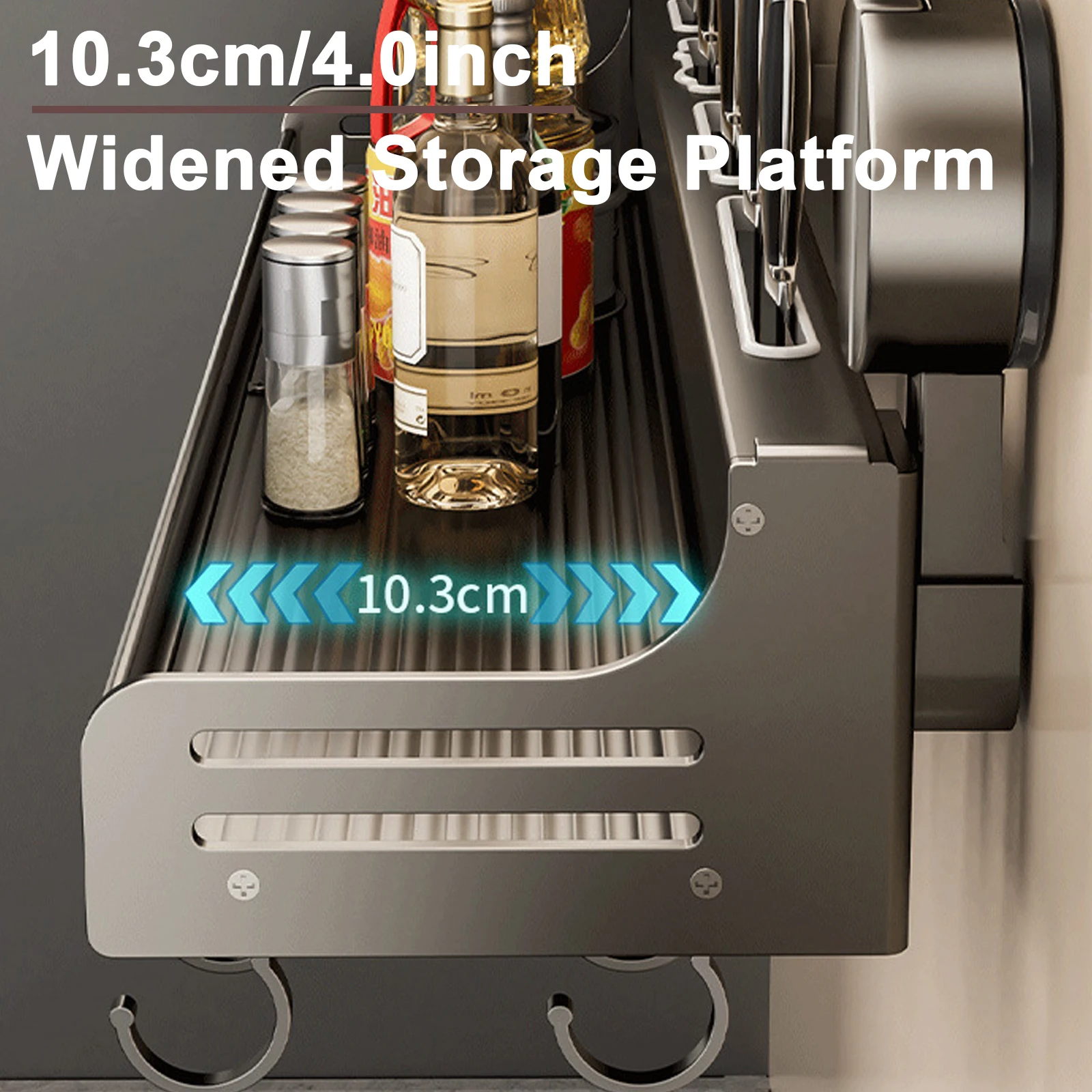 Kitchen Organizer Shelf Suction Cup Wall-mounted Spice Storage Rack Kitchen Knife Holder Wall Seasoning for Chopstick Spoon