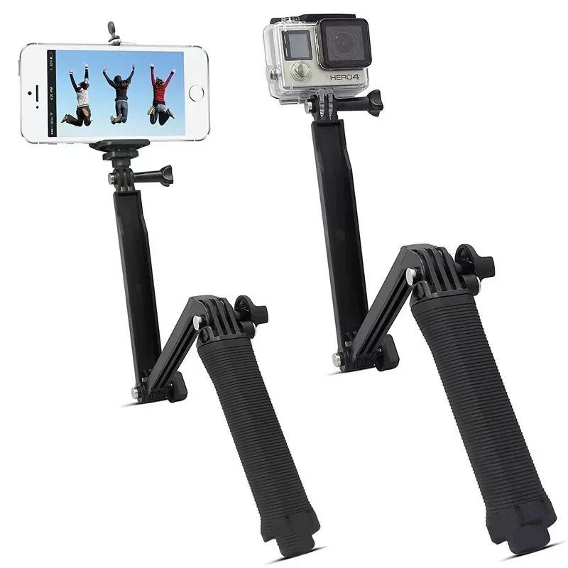 For GoPro Hero 11/10/9/8/DJI Osmo Action 3 Sports Camera Triple Folded Arm Selfie Stick Tripod Extension Bracket Accessories