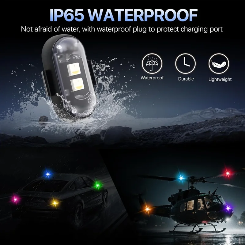 A74E-8 لون عالي السطوع لاسلكي LED ستروب ضوء 10 قطعة سيارة مع جهاز التحكم عن بعد شحن USB