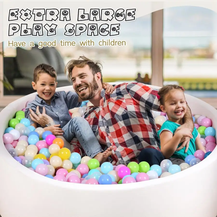 Ballenbak voor kinderen, zachte ballenbak voor kinderen, kinderballenbad Ideaal cadeauspeelgoed voor kinderen, 47 inch, gebroken wit