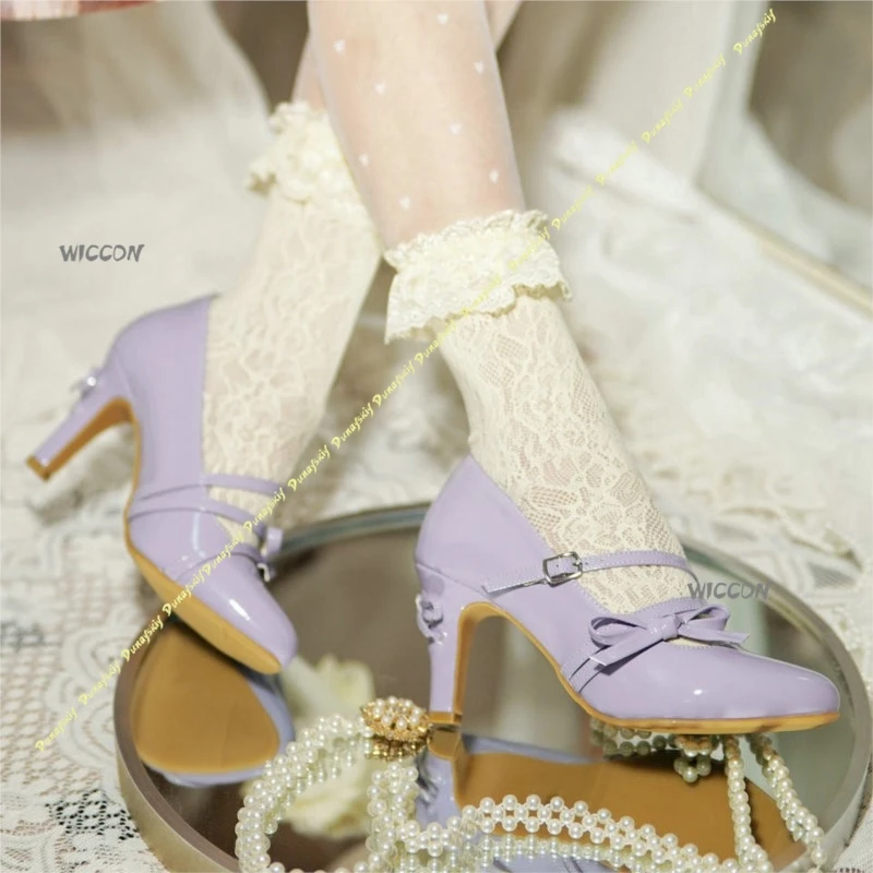 

На высоком каблуке с фиолетовым цветком в наличии, стройные туфли Лолиты, костюм для косплея, элегантное женское милое платье для девочек, аксессуары, рождественский костюм