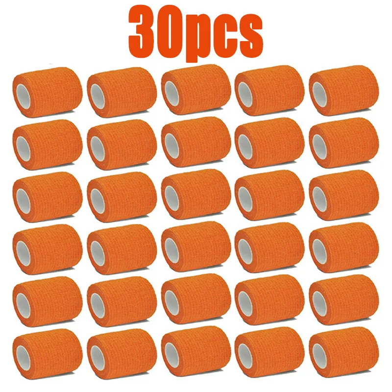1/15/30Pcs 4.8m orange First Aid Self Adhesive Cohesive Elasticity Bandages Sports Tape for Wrist Ankle Sprains & Swelling