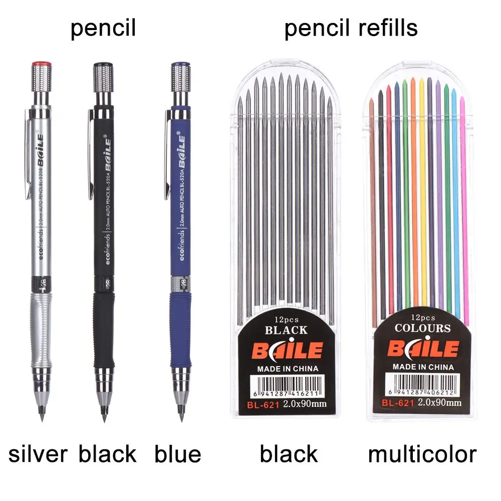 Multicolor Writing Tool Smooth Automatic Activity Pencils Mechanical Pencil Refill Lead