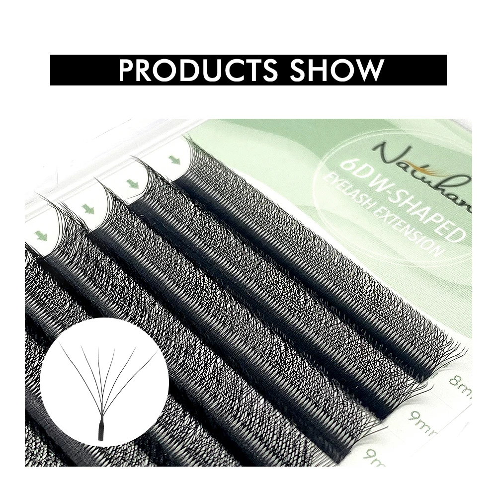 NATUHANA W-Form Vorgefertigte Volumen-Wimpernverlängerungen 5D-8D Weiche Faux-Nerz Natürliche Salon-Wimpern – Detail 13