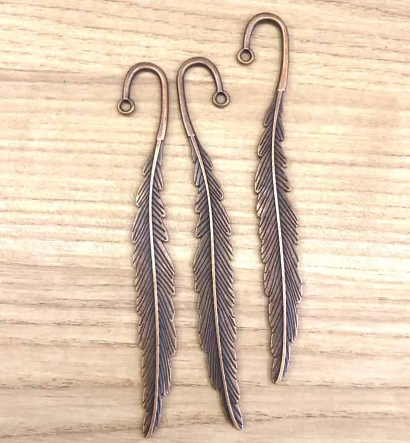 

5pcs Zinc Alloy metal feather design bookmark 113*16mm HWL2545