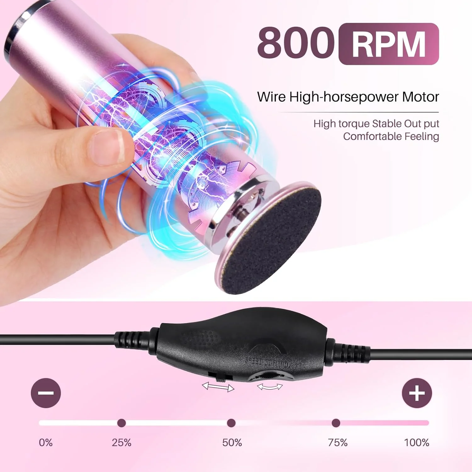 مزيل ملف القدم الكهربائي، أداة باديكير احترافية لإزالة مسامير القدم، مطحنة ملفات القدم ذات السرعة القابلة للتعديل للبشرة والجلد #4