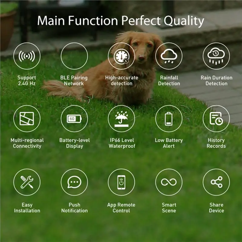 T19C Rain Sensor Tuya Wifi Rainfall Duration Detection Outdoor Waterproof Battery Powered App Controlled Home Automation