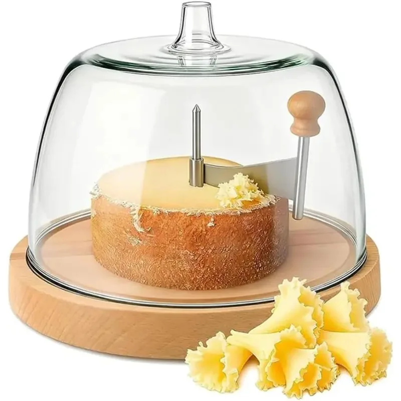 Cortador de Queso de Acero Inoxidable 2026, Rallador de Queso Girolle con Base de Madera, Crea Flores de Queso en Forma de Rosa