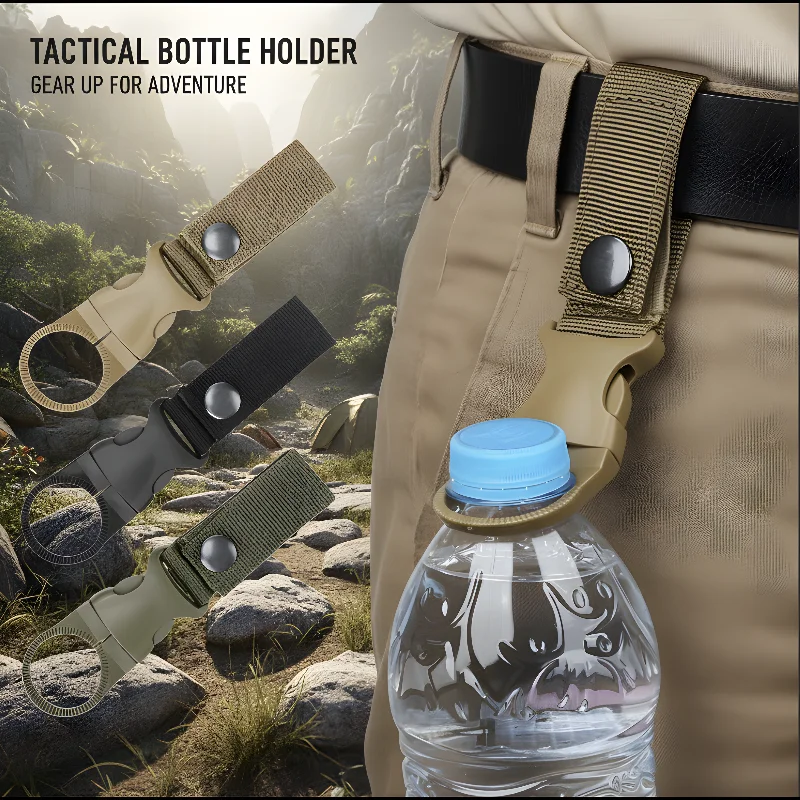 Multi‑Functional Water Bottle Holder Clip Outdoor Beverage Bottle Buckle Webbing Belt Hook for Camping Hiking Daily Use