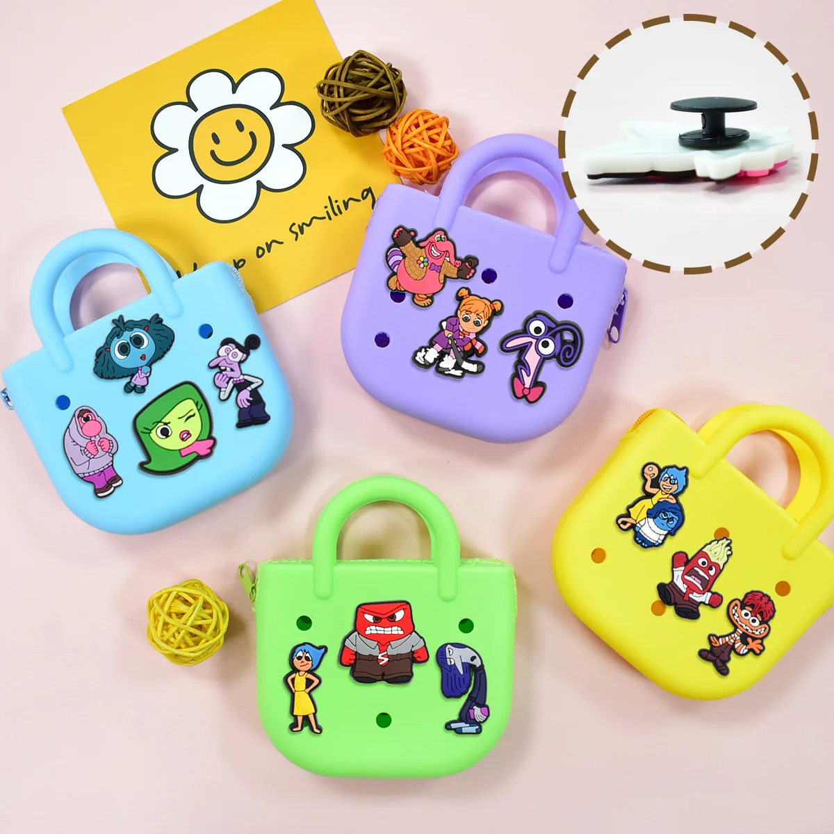 New Design Cute Cartoon Emotion Character PVC Shoe Charms Easy To Install DIY Removable Decor Accessories For Clog Lovers