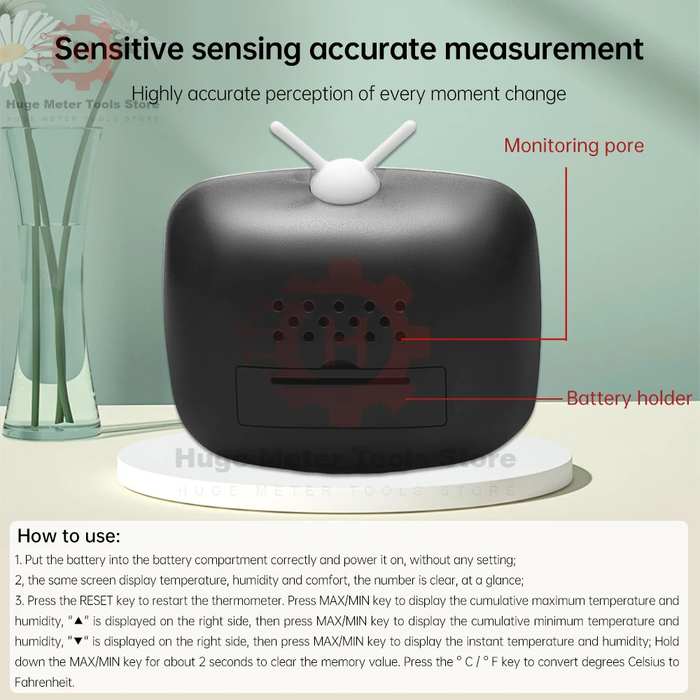 Mini LCD Digital Thermometer Hygrometer Innenraum Temperatur Luftfeuchtigkeit Meter Sensor Gauge Wetterstation Sensor