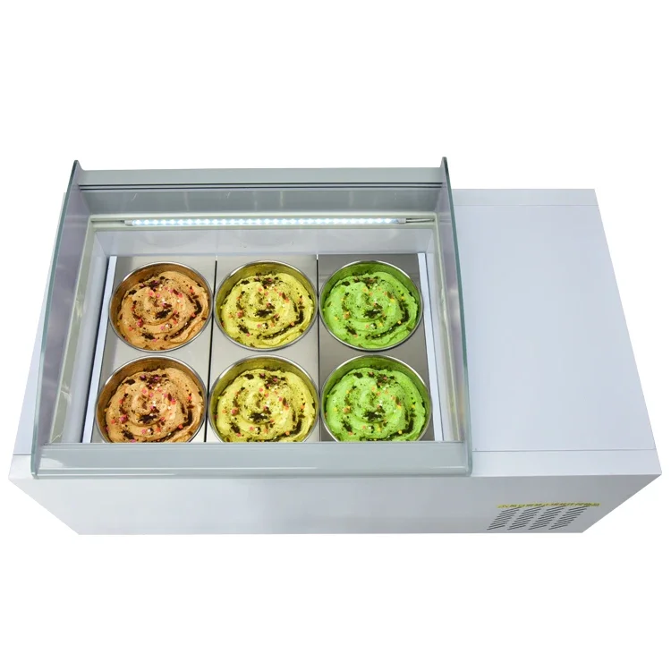 Free Shipping To USA 6 Pans Gelato Showcase Display Freezer/ice Cream Showcase Chiller/ice Cream Display Showcase