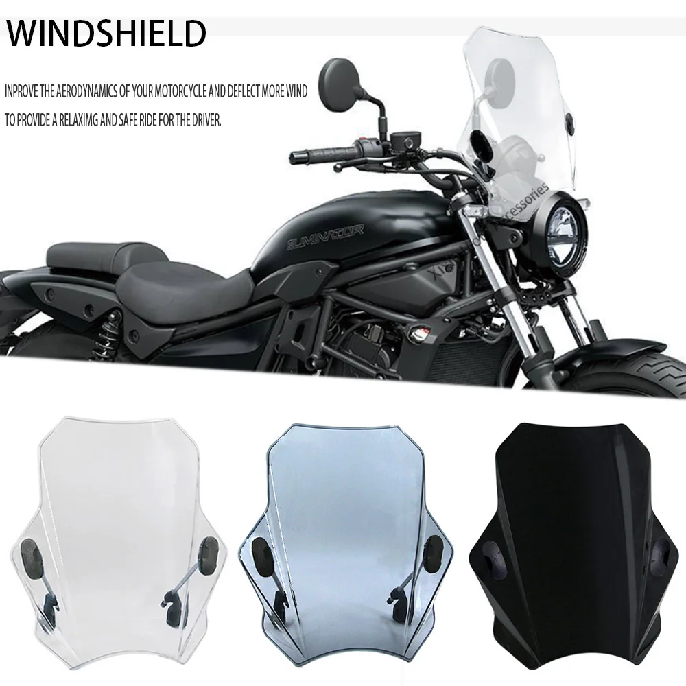 

For Kawasaki Eliminator 450 Eliminator 500 2024 Motorcycle Universal Adjustable Windshield Handlebar tube diameter 22.25.28 MM