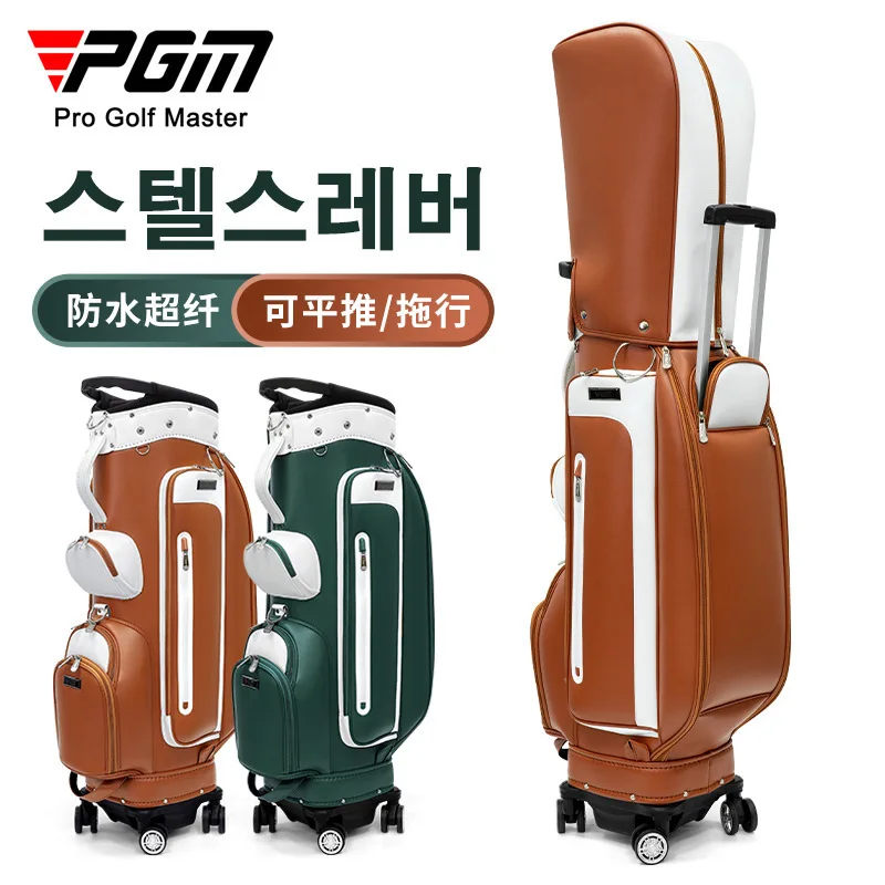 PGM Women Golf Bag Waterproof Microfiber Trolley Bag Four Wheels Portable Push Pull Travel Golf Carry Bag