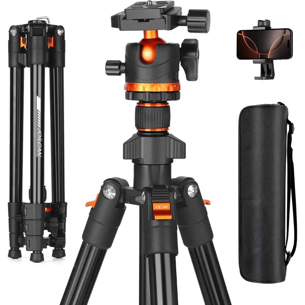 

Compact Lightweight Tripod for DSLR/Smartphone Photography, 360° Swivel Ball Head, Max 22lbs Load