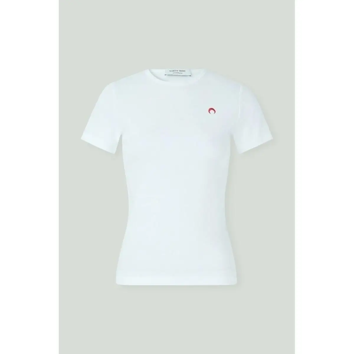 Casual Top Kurzarm T-Shirt Damen Einfarbig Slim Fit Koreanische Mode Stickerei Mond Elastisch Rundhals Klassisch Einfach