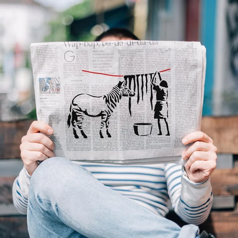 1pc Banksy Zebra Wash Stencil 8.3x11.7inch Reusable Banksy Theme Painting Template DIY Craft Zebra Animal Stencil for Painting
