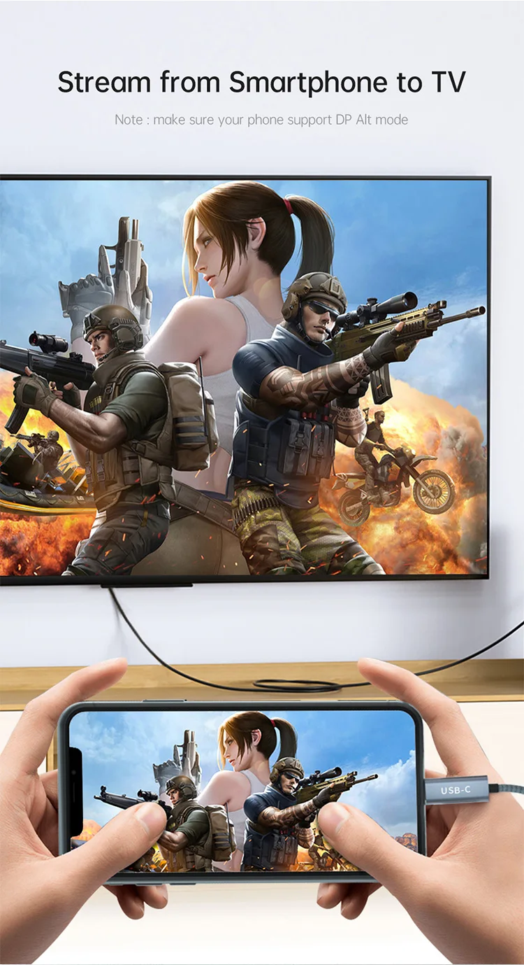USB-C-zu-DisplayPort-Kabel 8K@60Hz, Typ-C-zu-DisplayPort-1.4-Kabel 4K@240Hz Thunderbolt 3 4 für MacBook Air Pro Samsung Telefon – Detail 7