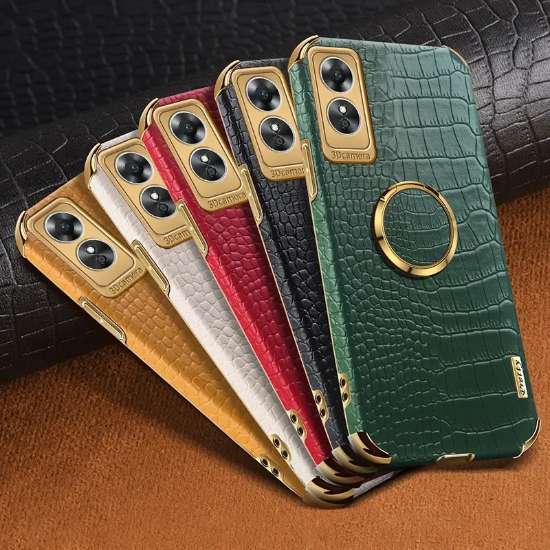 

Luxury PU Leather Phone Case For OPPO Reno 8T 4G A17 A58 A97 5G Back Cover Ring Holder Silicone Case For OPPO A1 Pro Realme C55