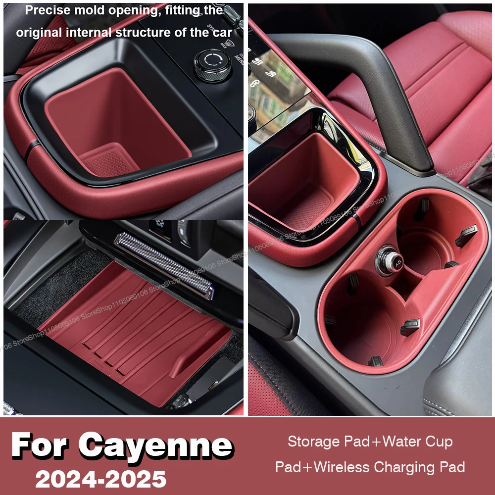 

Central Control Silicone Protective Pad For Porsche Cayenne New Style Cup Holder Wireless Charging Pad Dustproof Mat Accessories