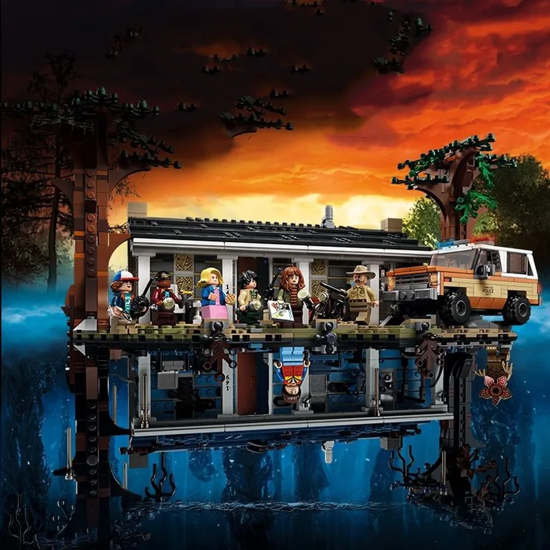 MOC-bloques de construcción de calles de ciudad al revés, modelo de ladrillo Compatible con 75810 para niños y adultos, juguetes de Navidad y cumpleaños, regalos