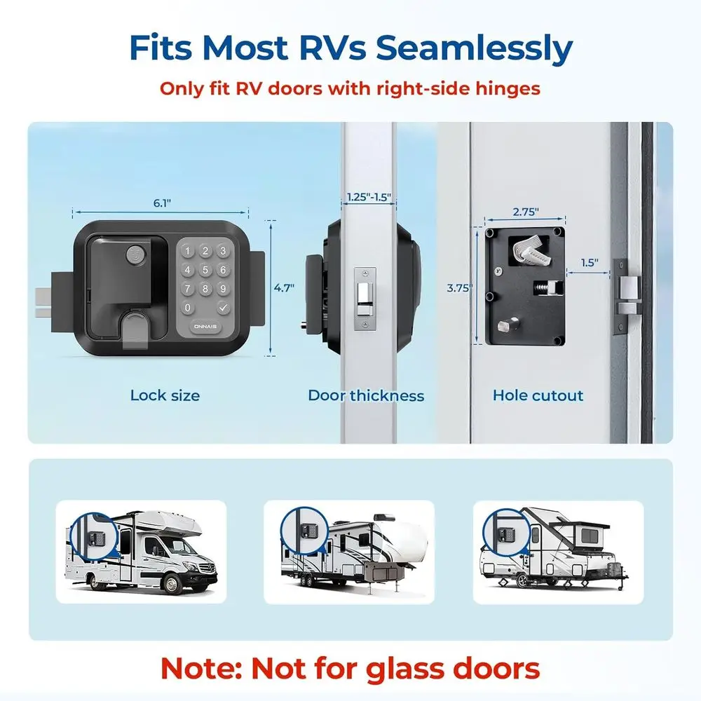 RV Door Lock Replacement – Full-Metal RV Keyless Entry Door Lock with 10 Digits Keypad, Dual-Door Remote Control and Backup Key.