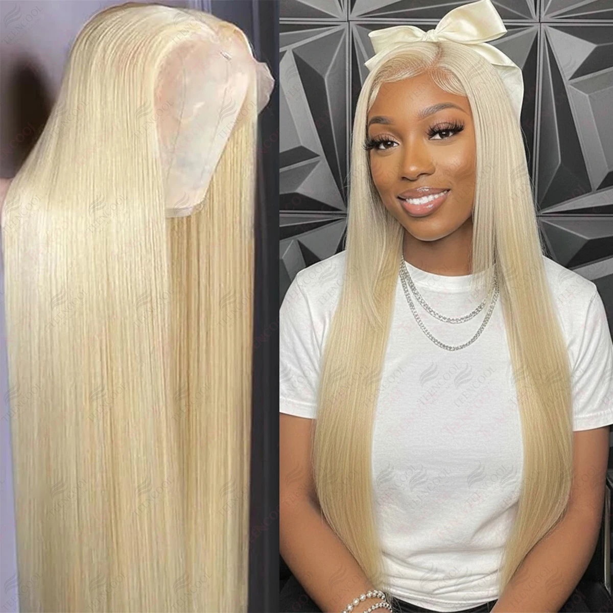 

30-Inch 13x6 Bone Straight Blonde 613 Lace Frontal Wig 13x4 Lace Front Human Hair Wigs for Women 200% Density