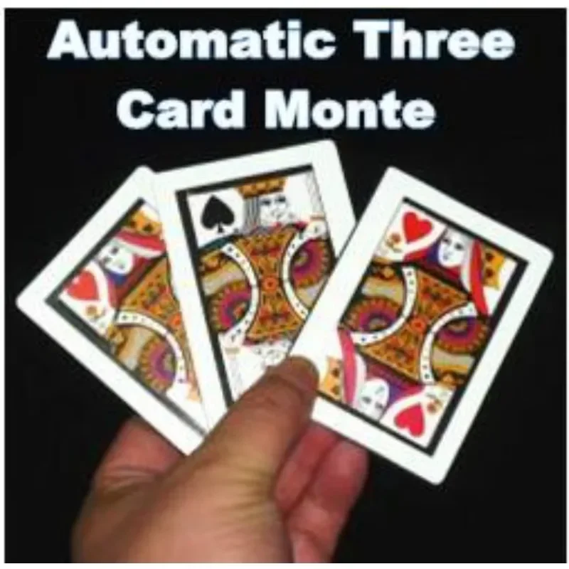 Automatic Three Card Monte (Poker Size,8.8x6.4cm) Magic Tricks Stage Mentalism Close Up Illusions Party Trick Comedy Accessories