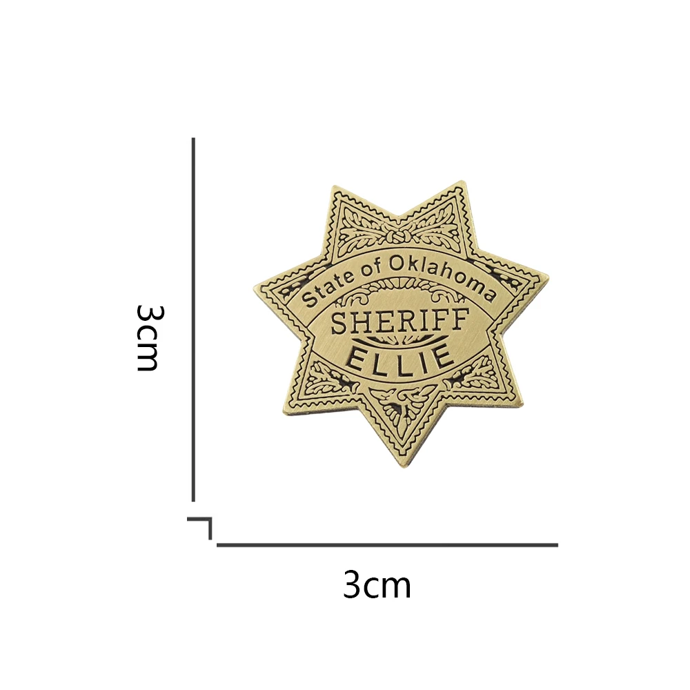 شريف شارة دولة أوكلاهوما إيلي سبع وأشار ستار التلبيب دبوس خمر كاوبوي بروش معدني ظهره القبعات الجينز الزخرفية