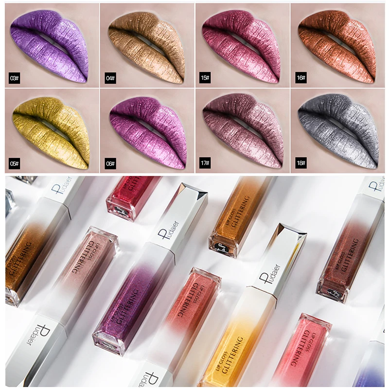 Pearlescent Lip Gloss Long Lasting Waterproof Lipstick Shimmer Diamond Lip Tint Glitter Lipgloss Cosmetics For Daily Makeup