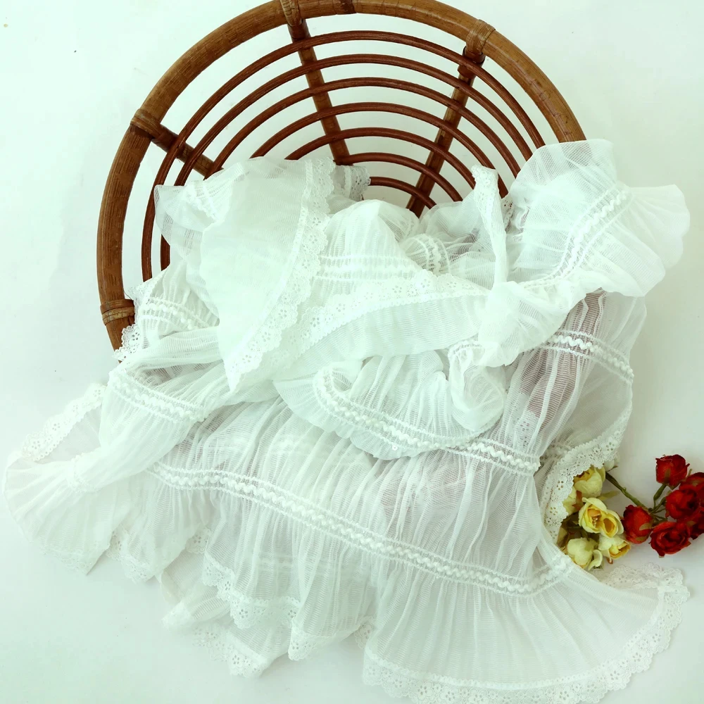 Puntelli per fotografia neonato coperta morbida in pizzo Chiffon bianco-imbottitura per cesto di alta qualità per sfondo fotografico per neonati