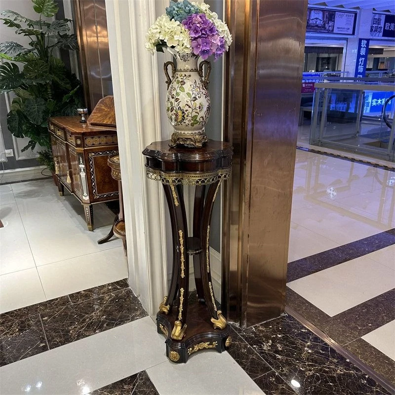 Flower Solid wood flower stand Living room floor-to-ceiling display stand 2025 indoor bonsai stand European corner