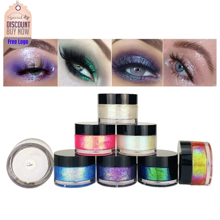 Custom 8colors Glitter Eyeshadow Gel Shiny Long Lasting High Pigment Non-glue Eyes Face Body Eye Glitter Sequins Makeup Bulk