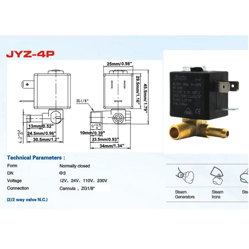 Normally Closed Solenoid Valve Water Valve Ironing Machine Electric Iron Control Valve AccessoriesJYZ-4PBoost Valve