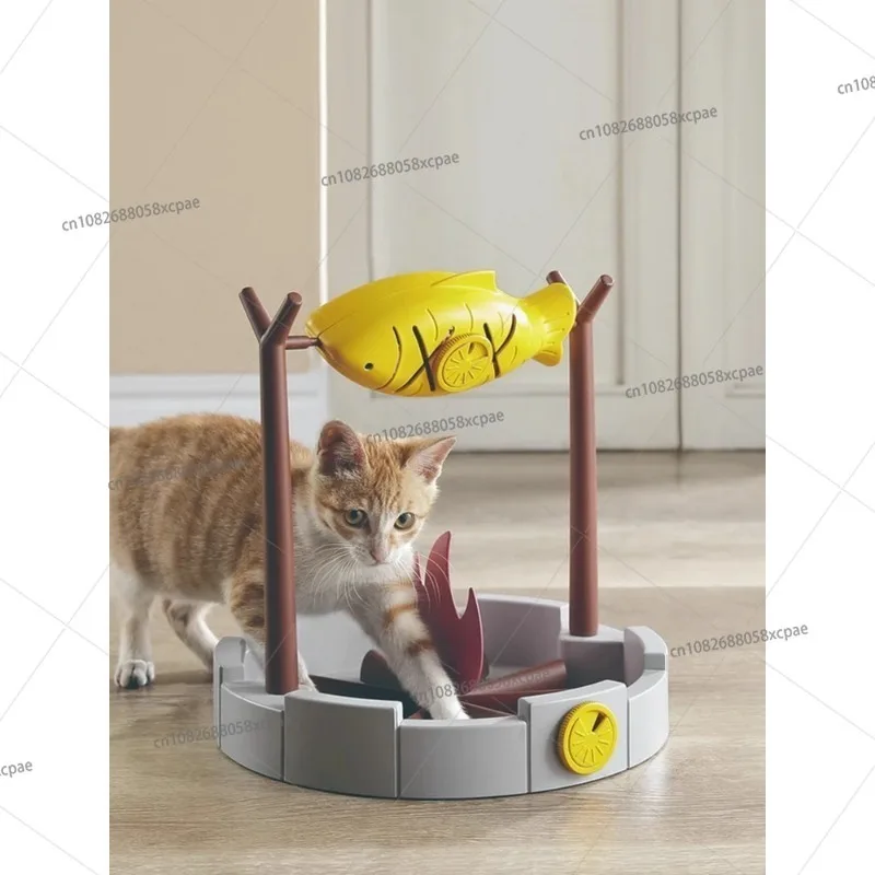Juguetes para gatos con pescado a la parrilla, juguetes de comida con fugas para gatos, aperitivos liofilizados, contenedores de alimentos, auto-hi para aliviar el aburrimiento, suministros para gatos
