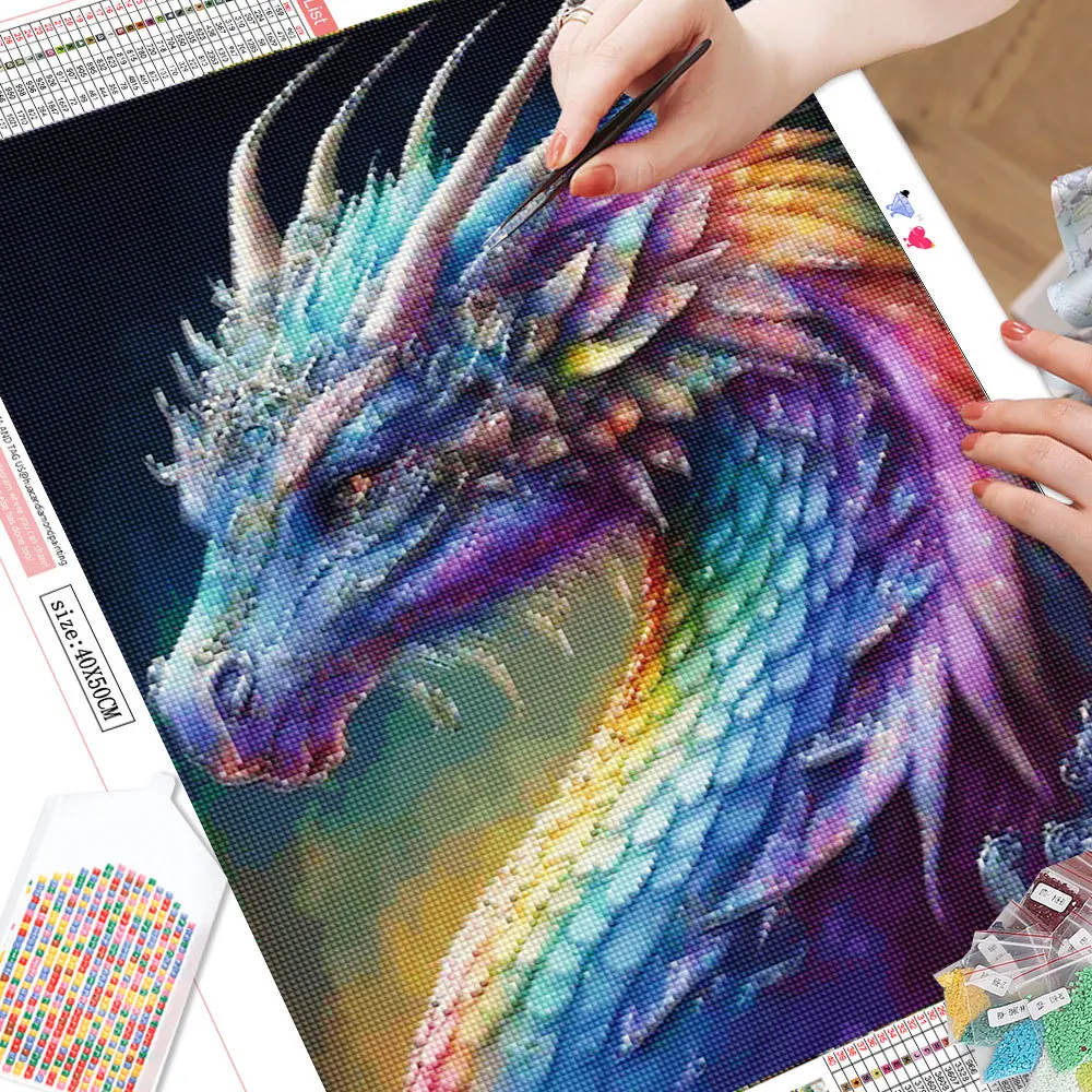 HUACAN Full Diamond Painting New Collection Dragon Mosaic Animal 5D DIY Embroidery Needlework Home Decor Gift