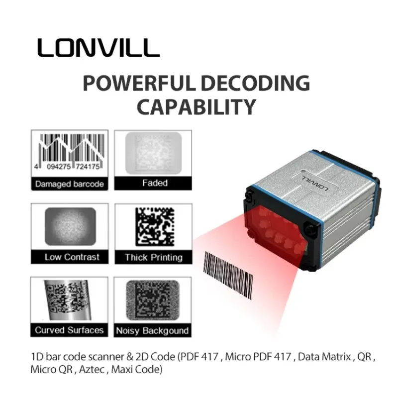 Função de ajuste adaptativo LONVILL Centro de classificação 2D Escanização Scanner de código de montagem fixa automatizada