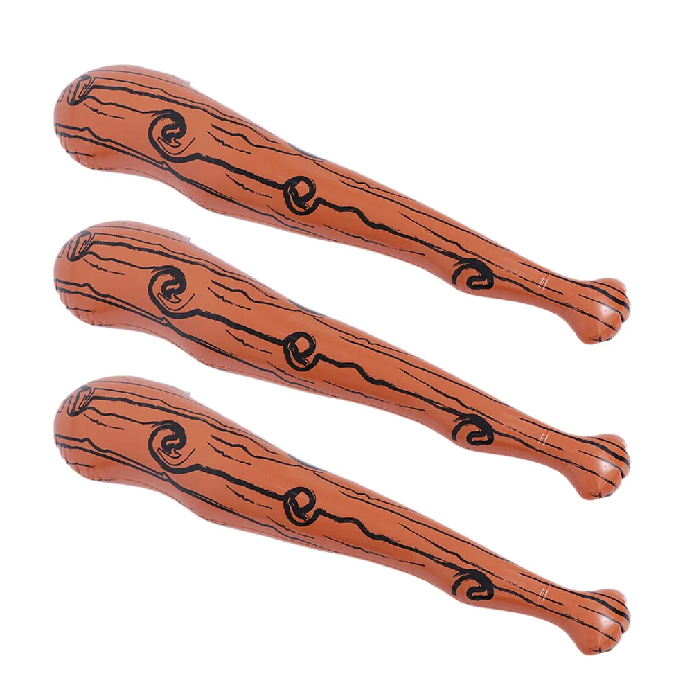 3pcs  Baseball Bat Inflatable Wood Grain Baseball Bat Inflatable Cheering Props Carnival Party Favors