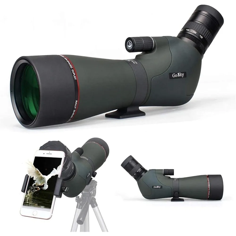 HD 20-60x80 Dual Focusing Spotting Scope - Waterproof HD Optics Zoom Scope with with Carrying Case and Smartphone