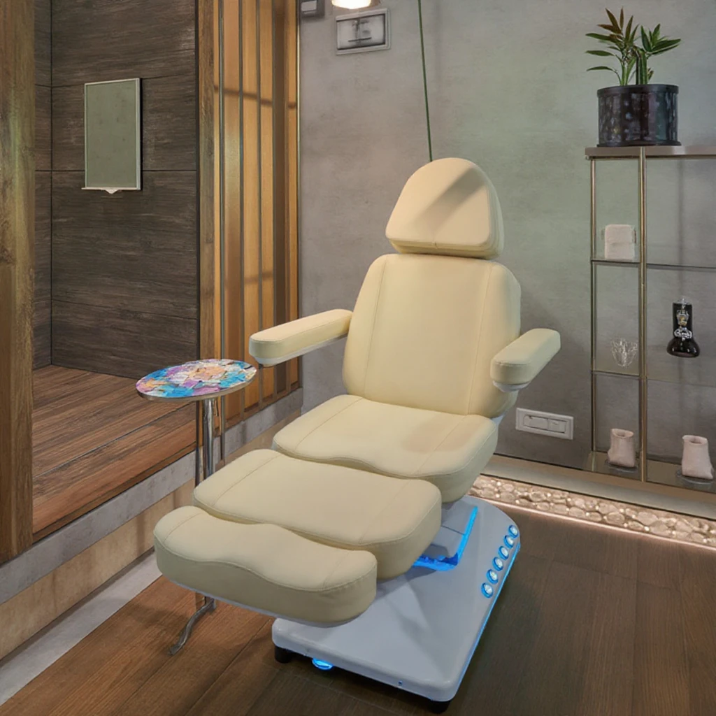 Modern Beauty Salon Furniture PU Facial Spa Bed, Height Adjustable, Removable Wooden Structure, Eyelash Massage Bed, Suitable Fo