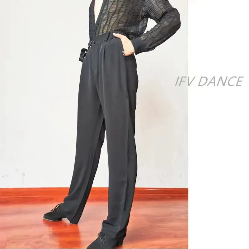تخصيص السراويل اللاتينية المهنية الرجال IFV السراويل الرقص القياسية الوطنية مرونة الخصر جيب بانت الغربية